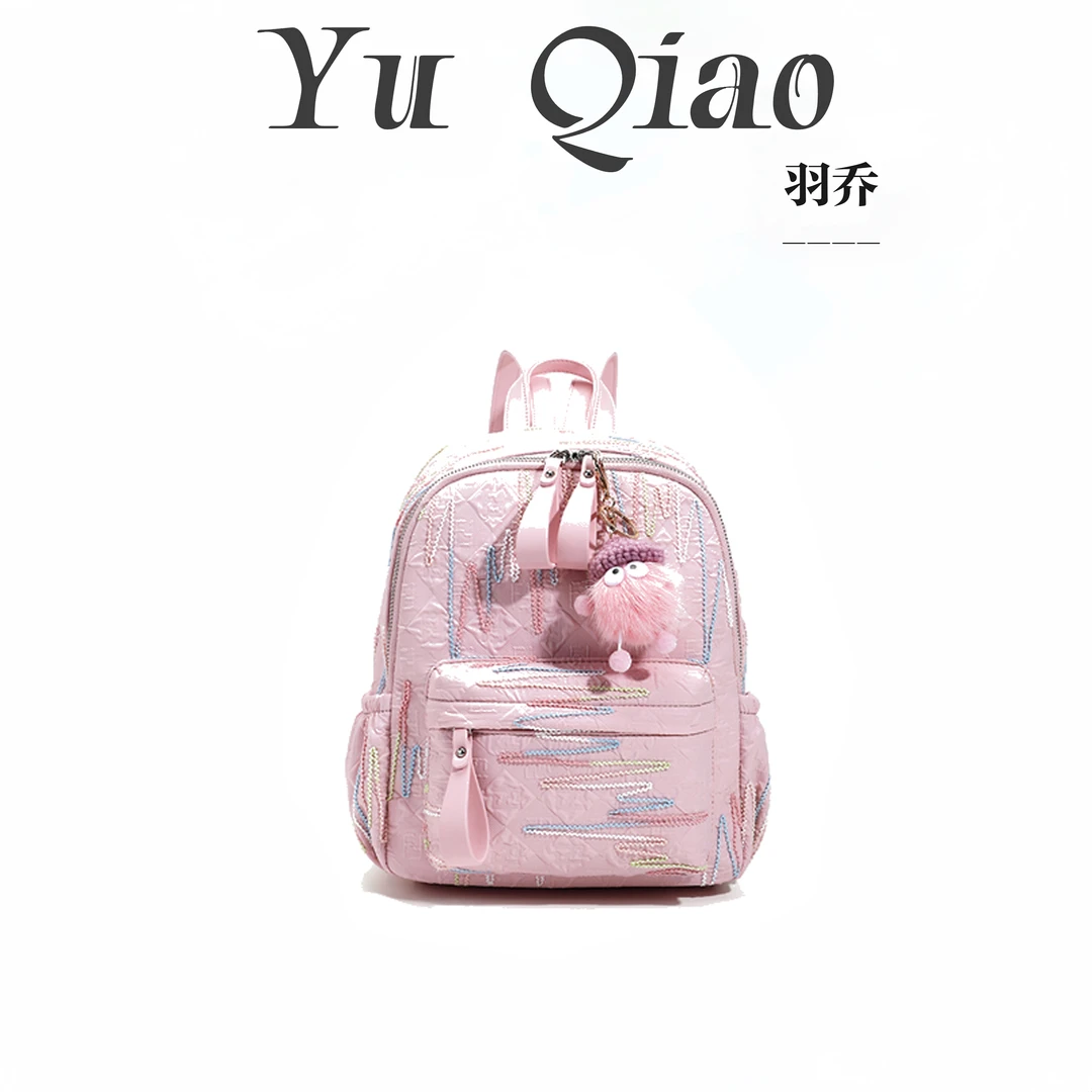 休闲百搭双肩包多功能经典双肩背女包24206【赠挂件】