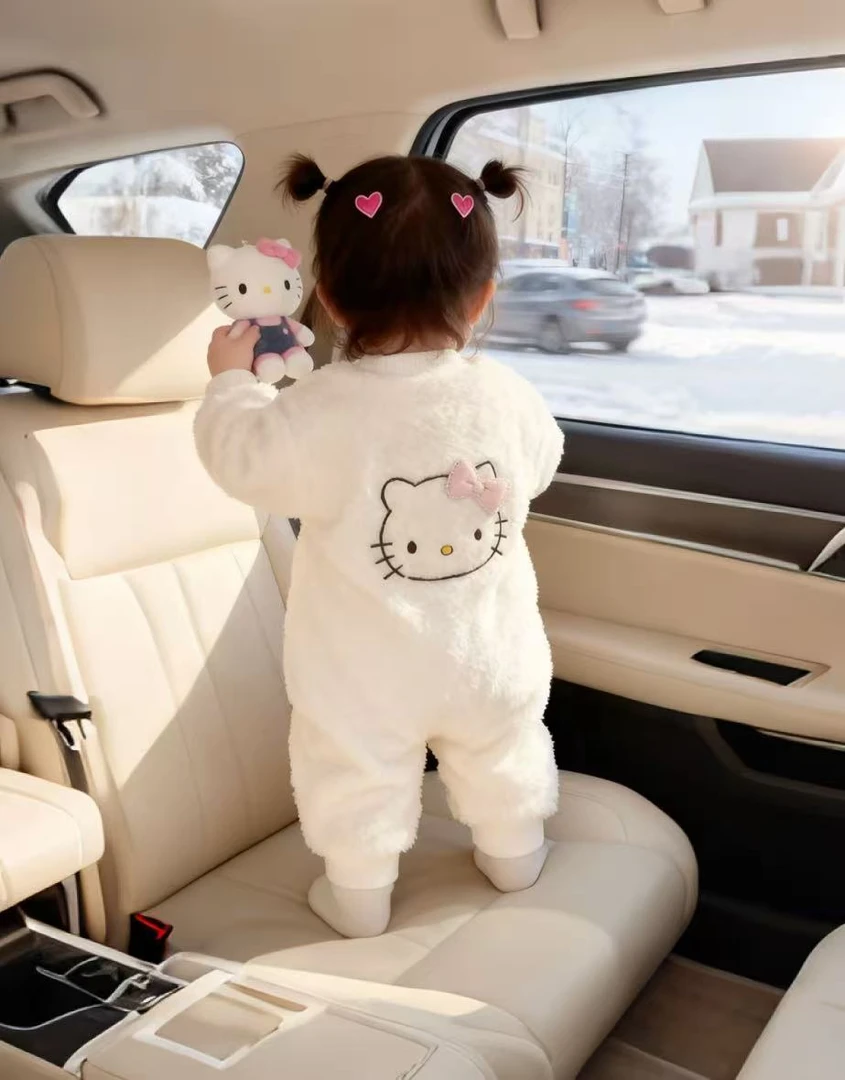 冬款连体衣婴儿爬服kitty甜美加厚加绒宽松保暖