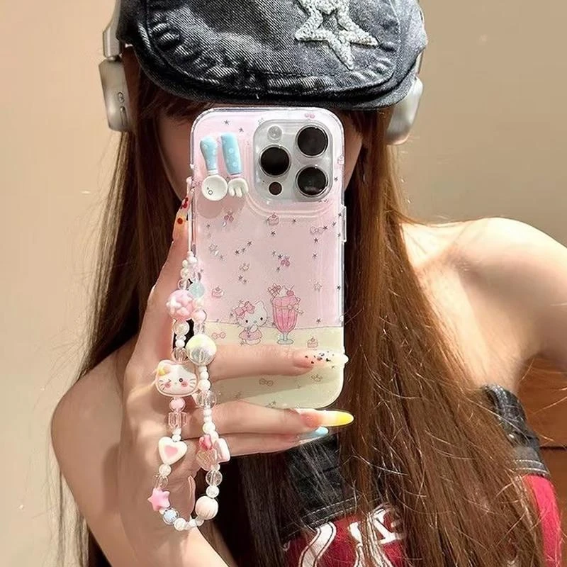 叮霖星星KT冰淇淋挂件适用iPhone17大孔16手机壳华为vivo小米oppo