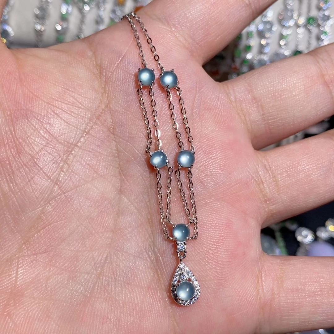 翡翠银S925镶嵌颈饰ijk p