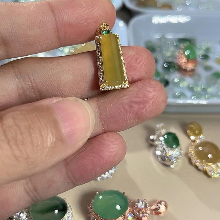 翡翠银S925镶嵌吊坠(不含链)