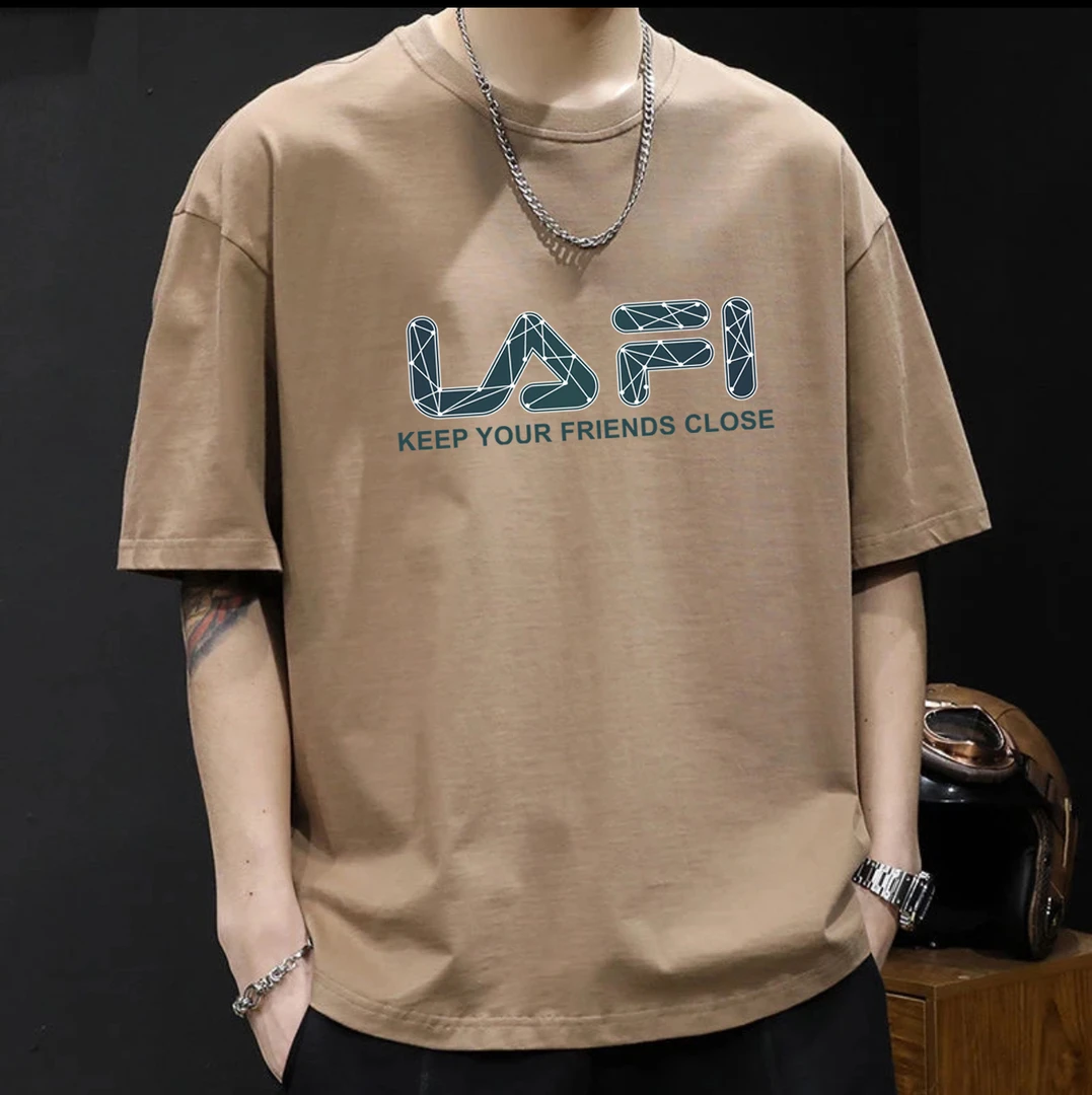 2025夏季新款纯棉圆领T恤印花男短袖宽松半袖百搭情侣装休闲上衣t