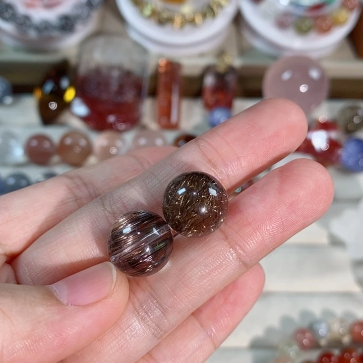 兔***宝珠宝半成品未镶嵌水晶发晶单珠