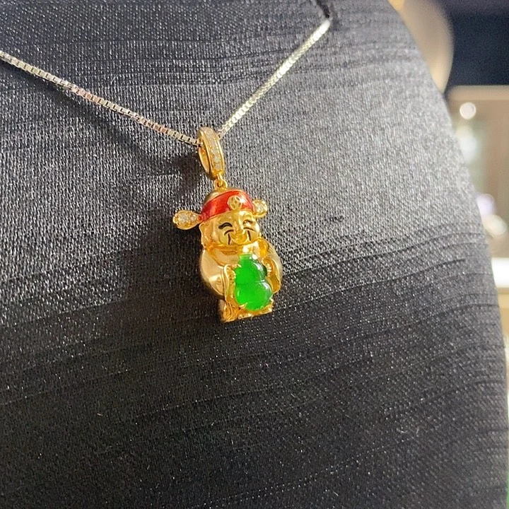 翡翠18K金镶嵌颈饰2号