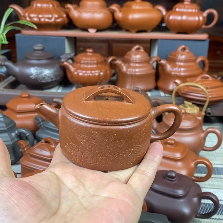 紫砂茶壶汉瓦150cc原矿宝山红降坡泥特价