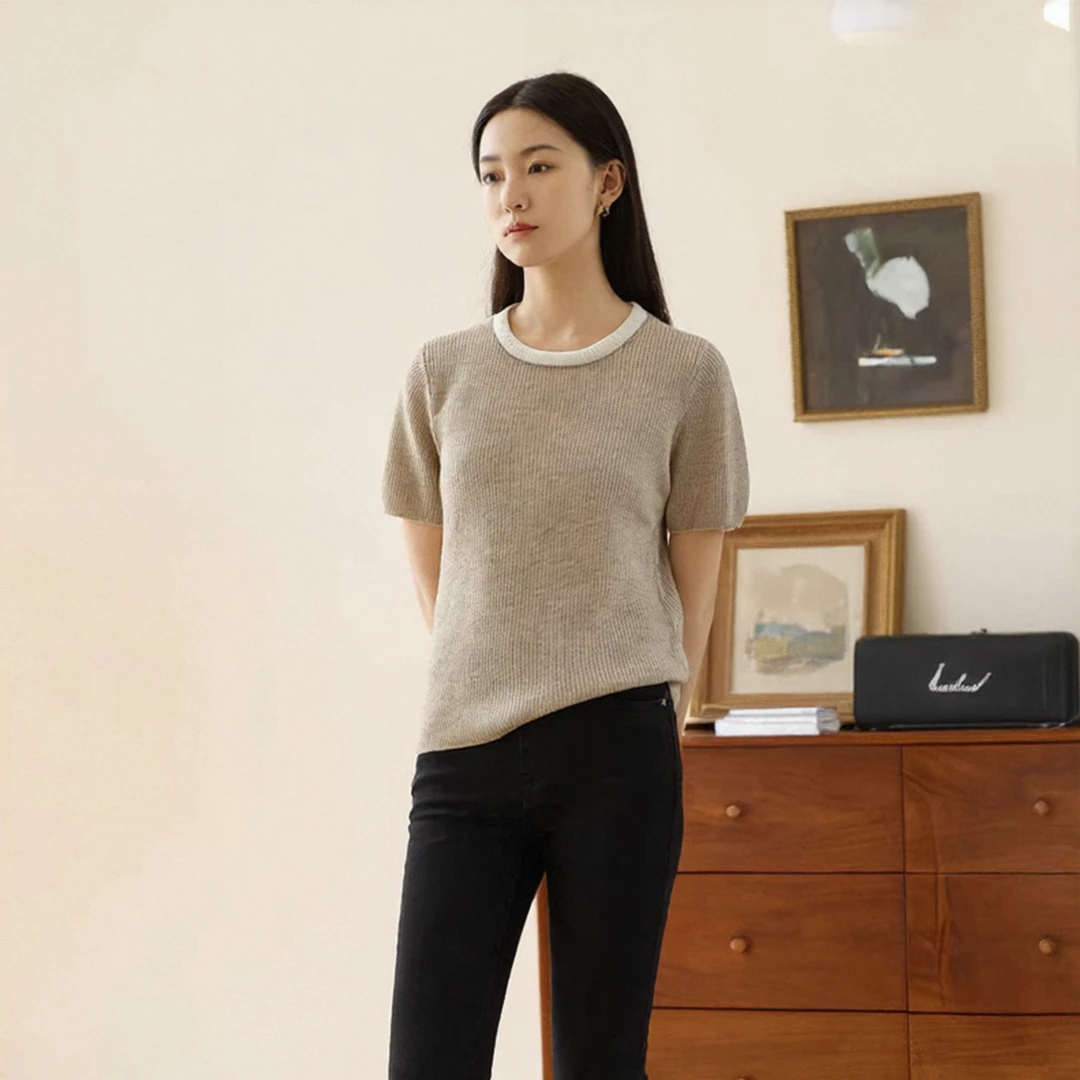 【SE】绵羊毛经典撞色洋气时尚毛衫2025秋季新款