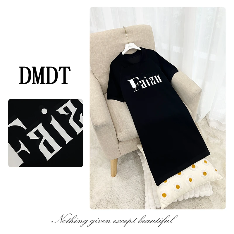 【DMDT服饰】2025新品 “心动降临”字母印花显瘦短袖连衣裙A1868