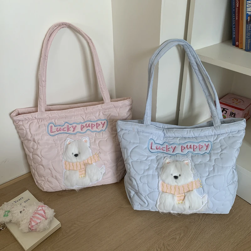 2025新款大容量通勤托特包女卡通刺绣休闲挎包轻便百搭可爱单肩包