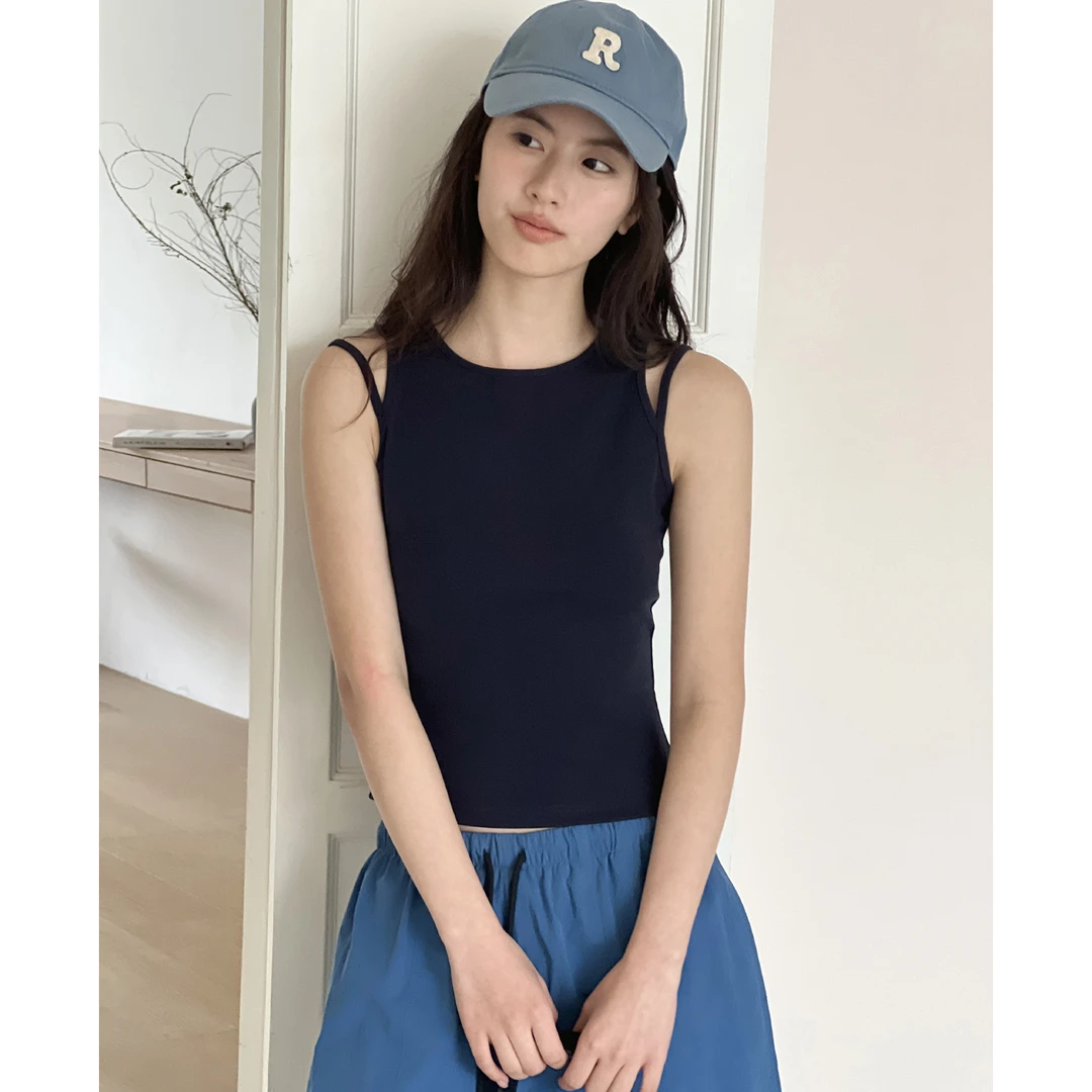 【清清】EIGHTHMONTH 双肩带工字背心女夏外穿修身AS91602