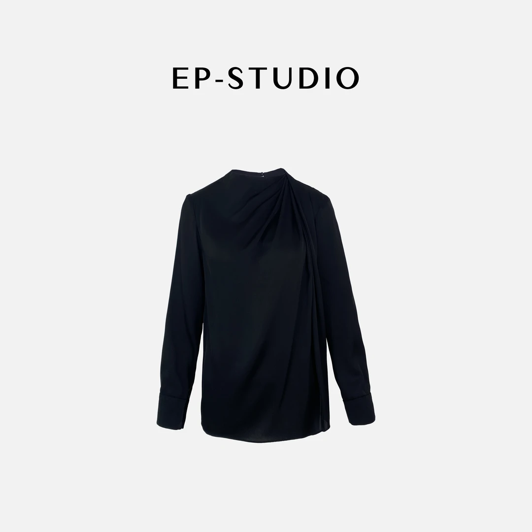 【聚光灯】压褶桑蚕丝春季新款不规则衬衫24122