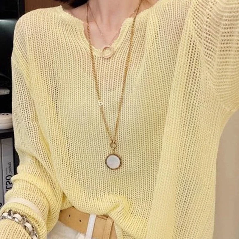 胖MM大码300斤薄款镂空针织衫女夏季宽松显瘦v欧风V领显瘦针织衫
