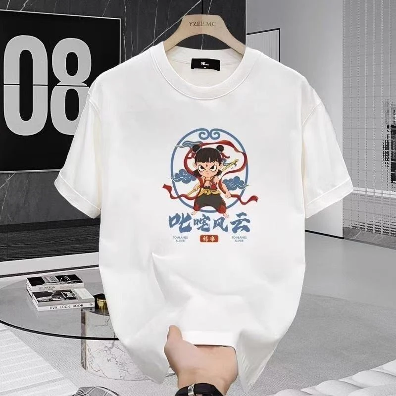 <拍一发二>春夏儿童运动简约款圆领白色时尚百搭印花纯棉半袖