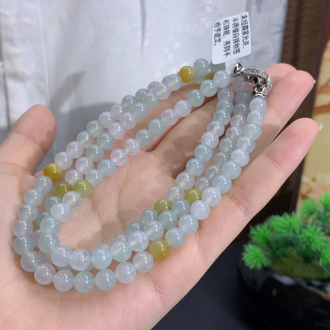 翡翠未镶嵌手串卡6.2冰润胶马卡龙