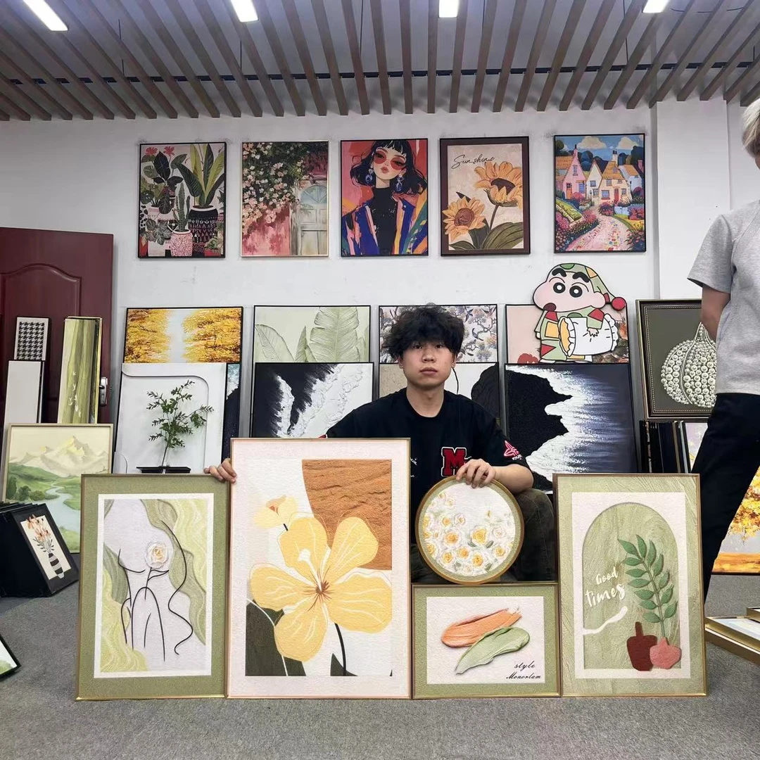 法式轻奢女郎花卉现代客厅背景奶油复古现代装饰画500