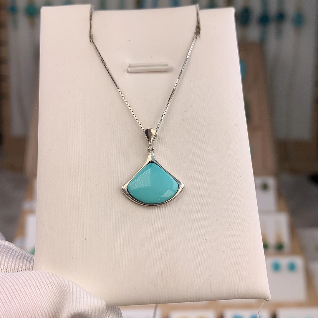 绿松石银S925镶嵌吊坠(不含链)