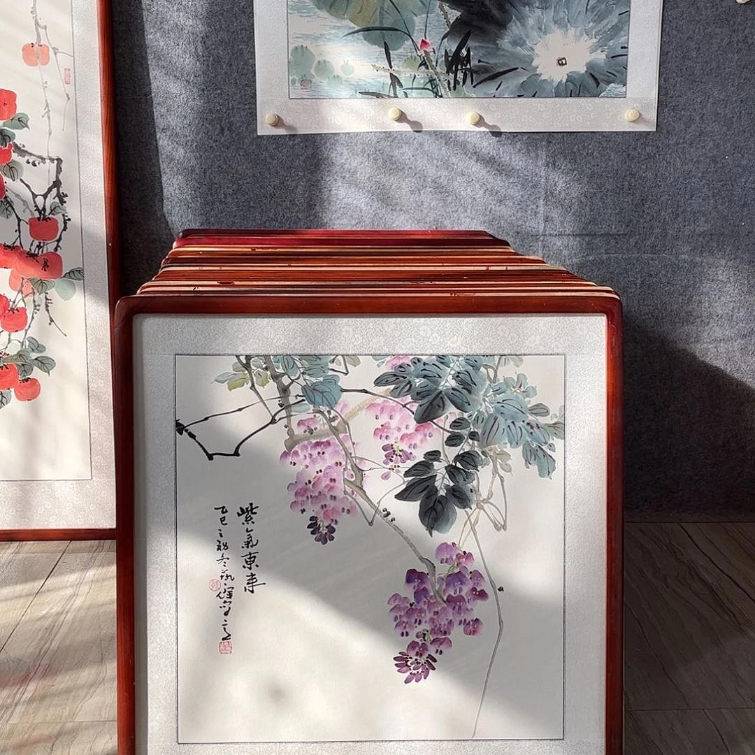 国画书画作品带框63×63