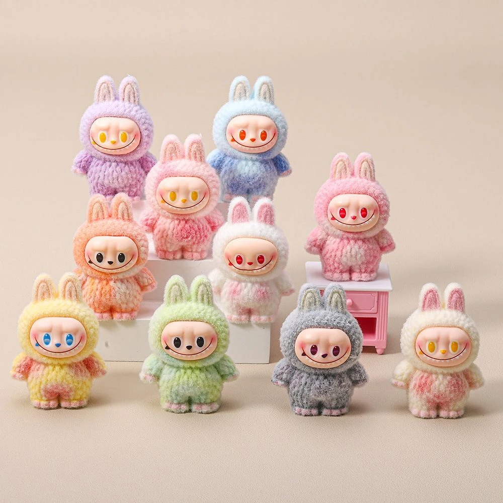 植绒喷绘扎染拉布布 diy饰品配件精美植绒公仔卡通桌面摆件