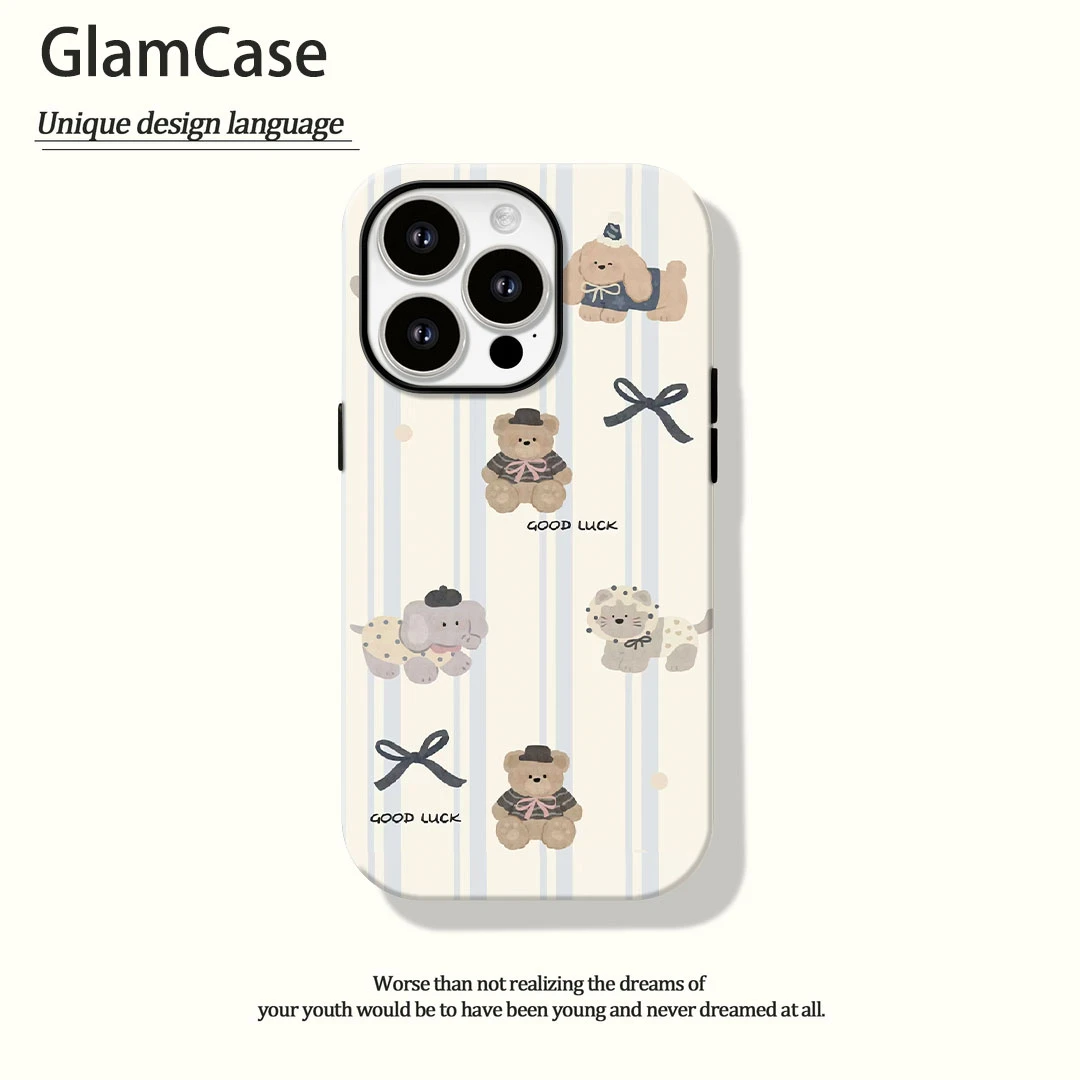 蝴蝶小熊菲林二合一适用苹果16promax华为vivo小米oppo手机壳秋冬