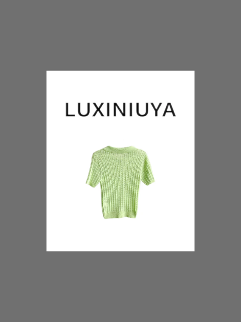 【LUXINIUYA】翻领莱赛尔天丝➕桑蚕丝时尚休闲麻花T恤#CX3216