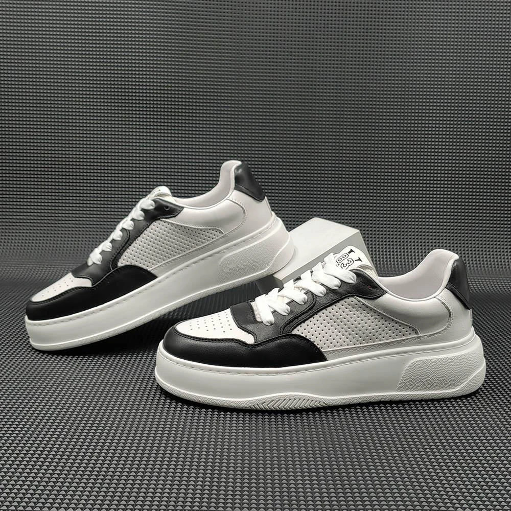 内增高小白鞋男真皮ins潮 2025新款男鞋透气女式6cm内增高小白鞋