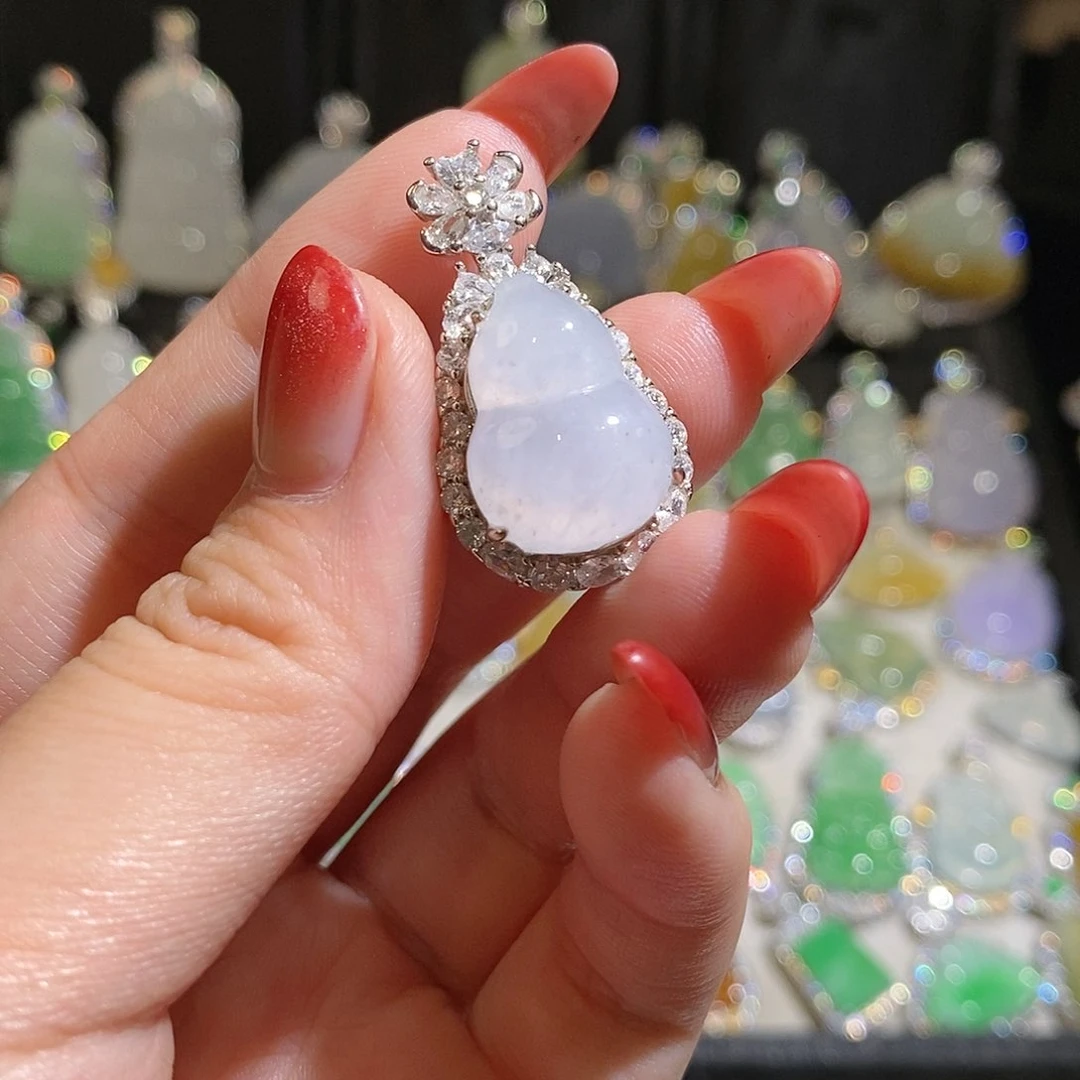 翡翠银S925镶嵌颈饰天然翡翠