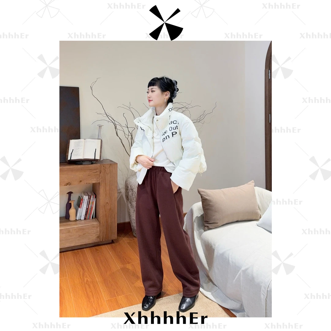 辛儿/小个子秋冬加绒厚款松紧腰羊毛极简肌理镰刀裤XK1914