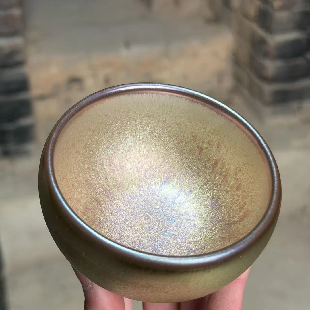 建窑建盏 极光金 茶器主人杯礼盒装带溯源证书   电烧