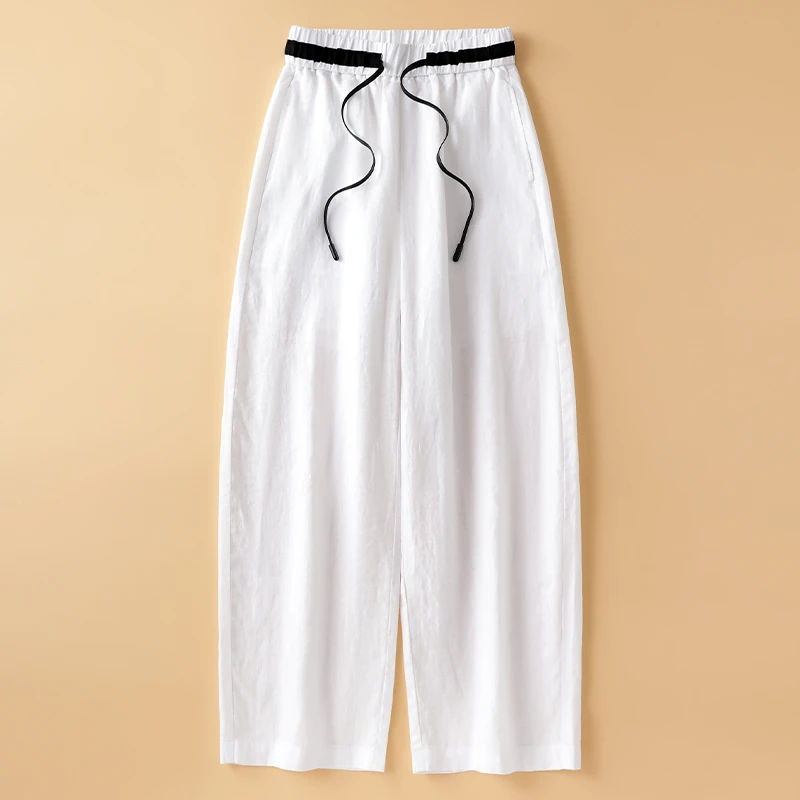 天丝亚麻弯刀裤女2025夏季新款轻薄小个子九分宽松夏季薄款直筒裤