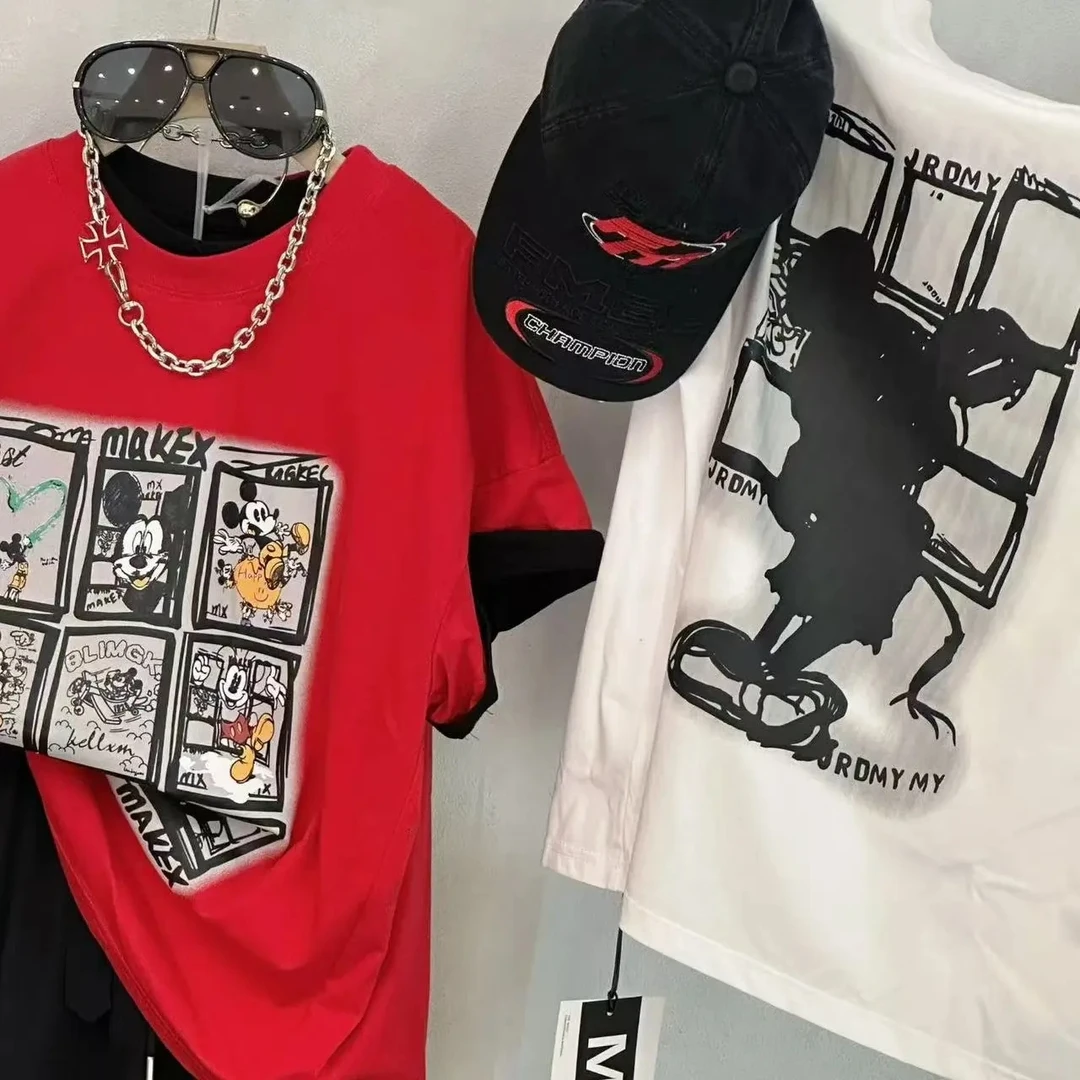 【6046】夏季中大童潮流美式酷帅米奇短袖T恤宽松