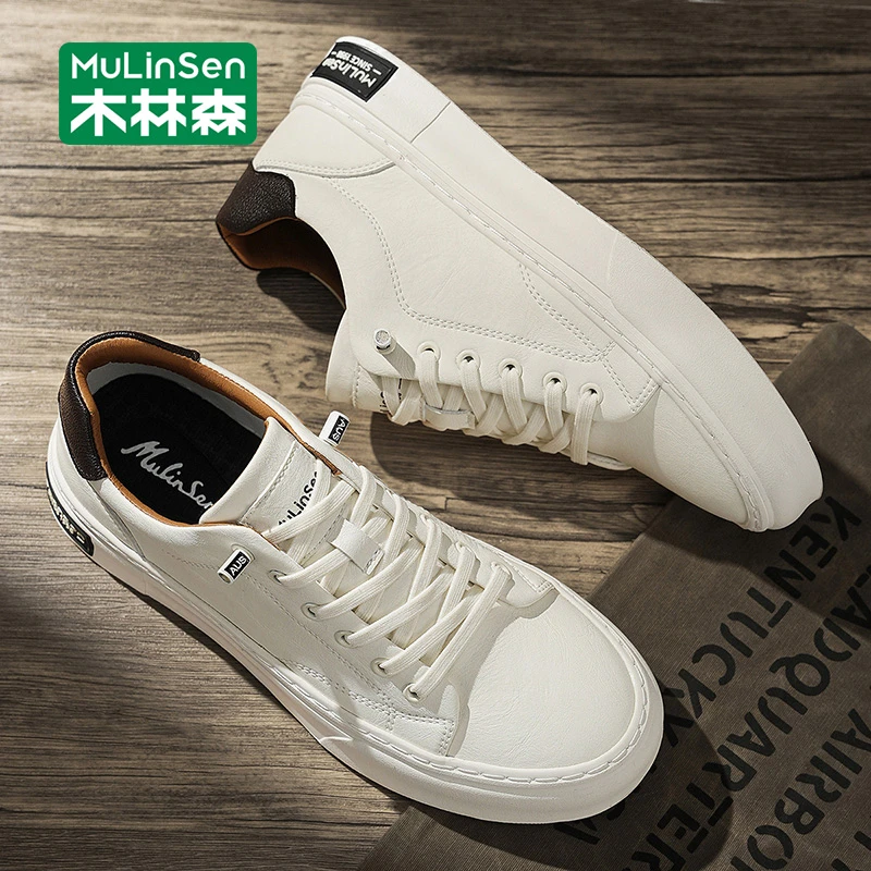 木林森男鞋高级感透气板鞋2025新款秋季青年一脚蹬休闲百搭小白鞋