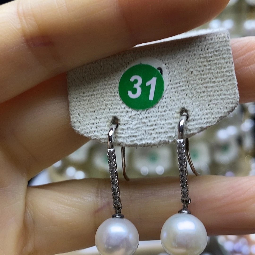 淡水珍珠耳饰银S925镶嵌