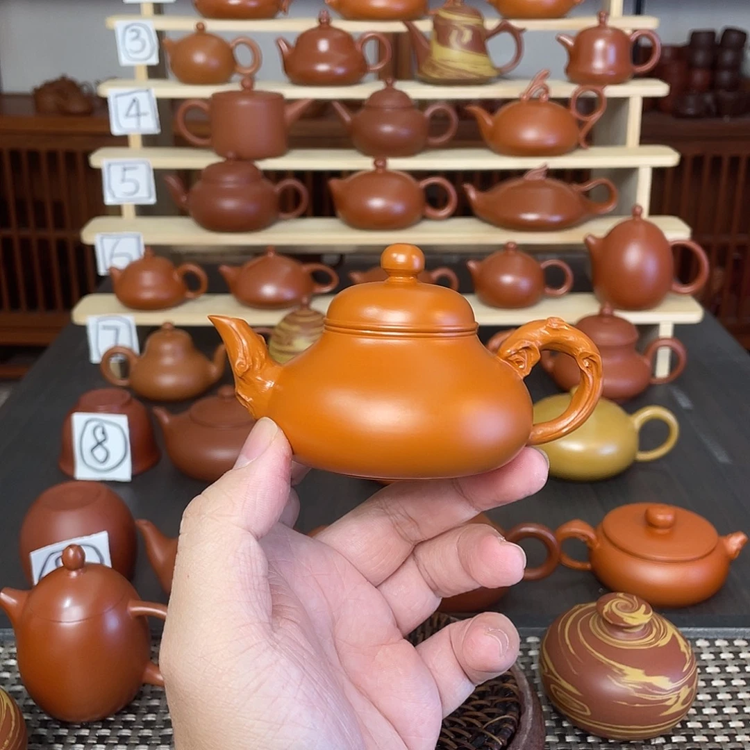罗***一紫砂茶壶100cc朱泥矮梨