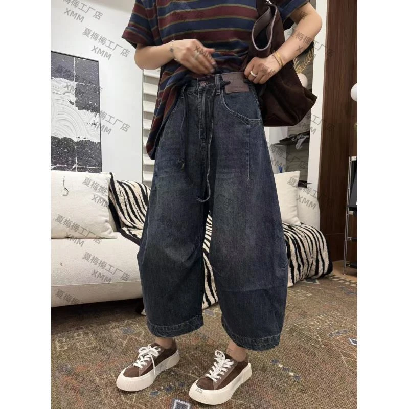 XMM.【牛仔弯刀奶奶裤】时尚潮流显瘦洋气宽松秋季新款水洗裤G91003