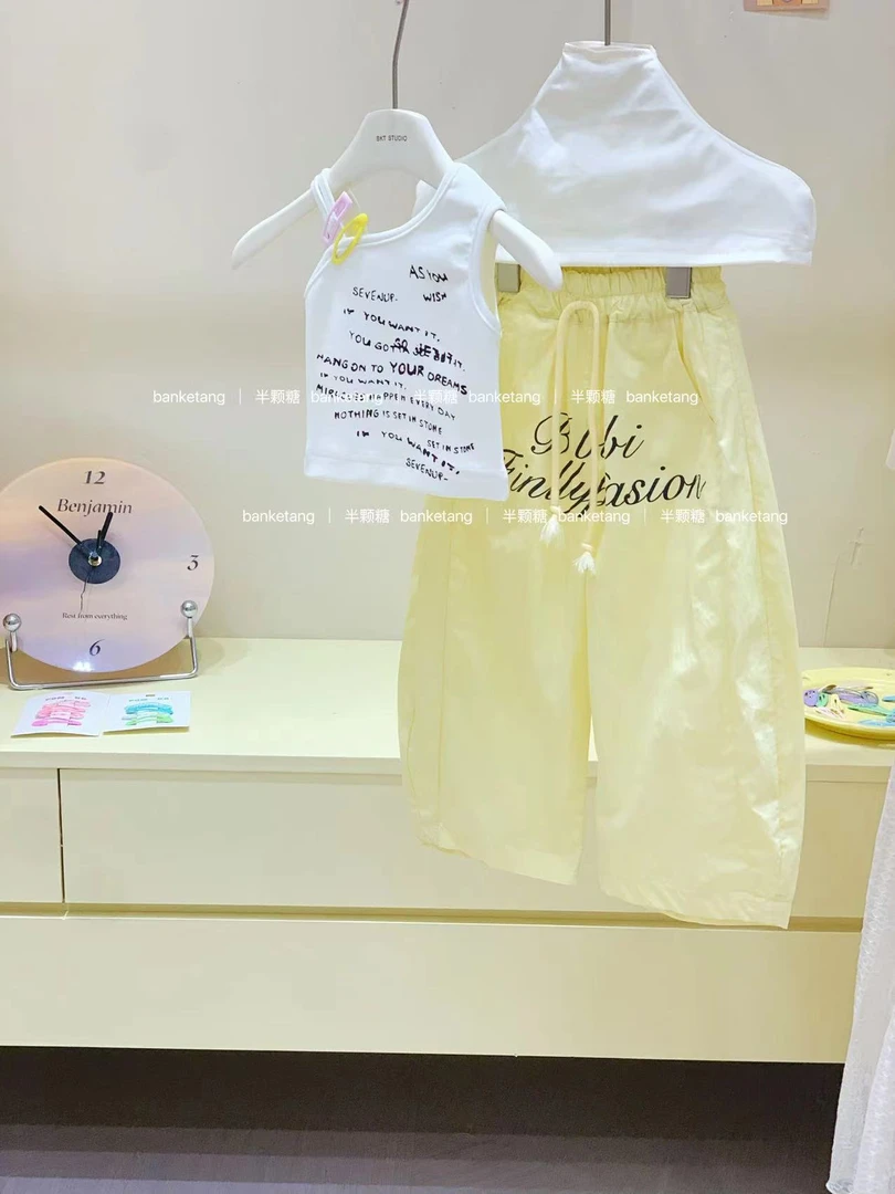 女童印花字母背心裤子2025夏季新款韩版童装宝宝洋气两件套