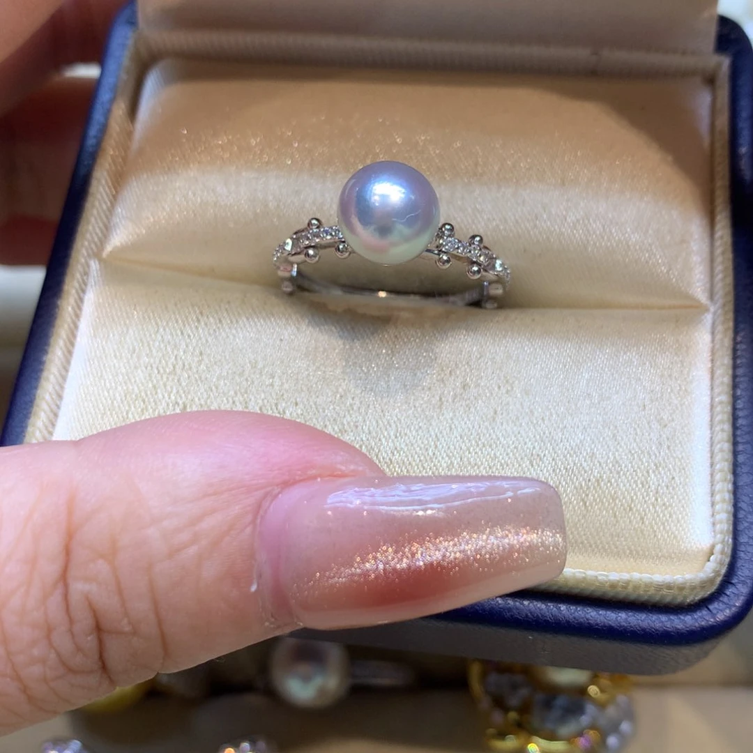 银S925镶嵌戒指海水珍珠