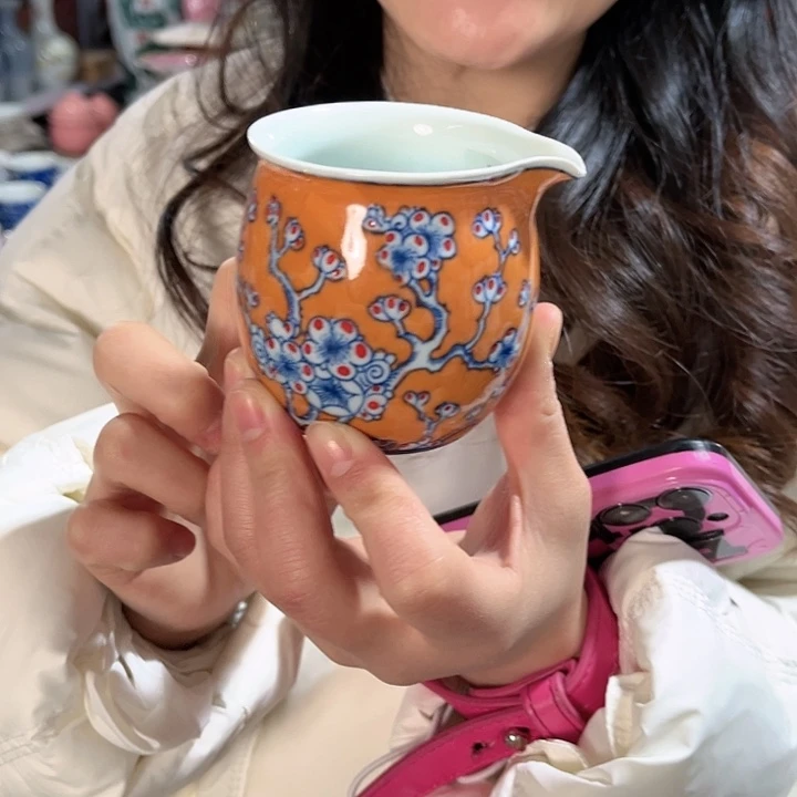 瓷片景德镇陶瓷公道壶。绿。