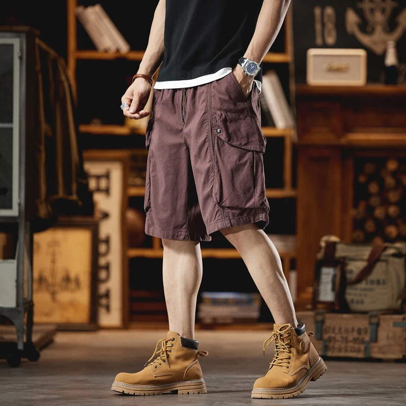 夏季新款潮流时尚纯棉宽松多口袋工装短裤男大码帅气五分裤子外穿