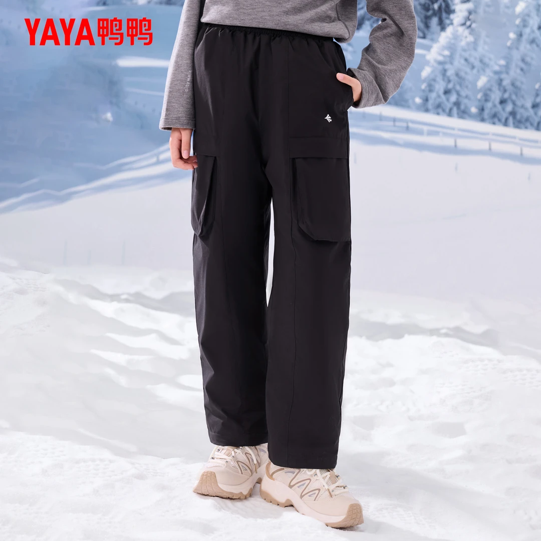 YAYA/鸭鸭儿童羽绒裤冬季春秋运动风工装长裤加绒男童女童运动裤