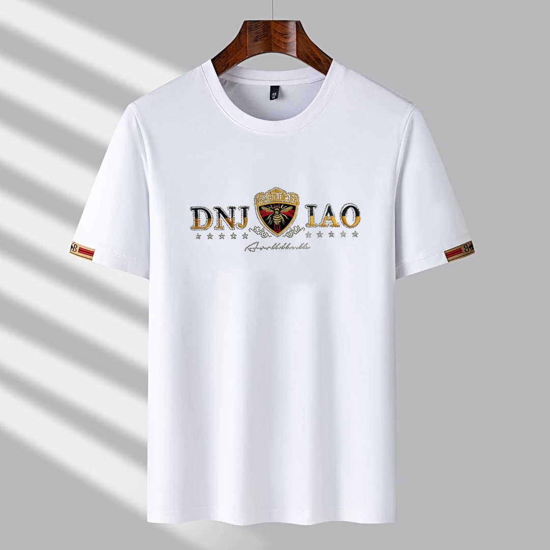 【小巷名品】欧洲站黑金刺绣小蜜蜂设计师2025年夏季新款丝光棉短袖