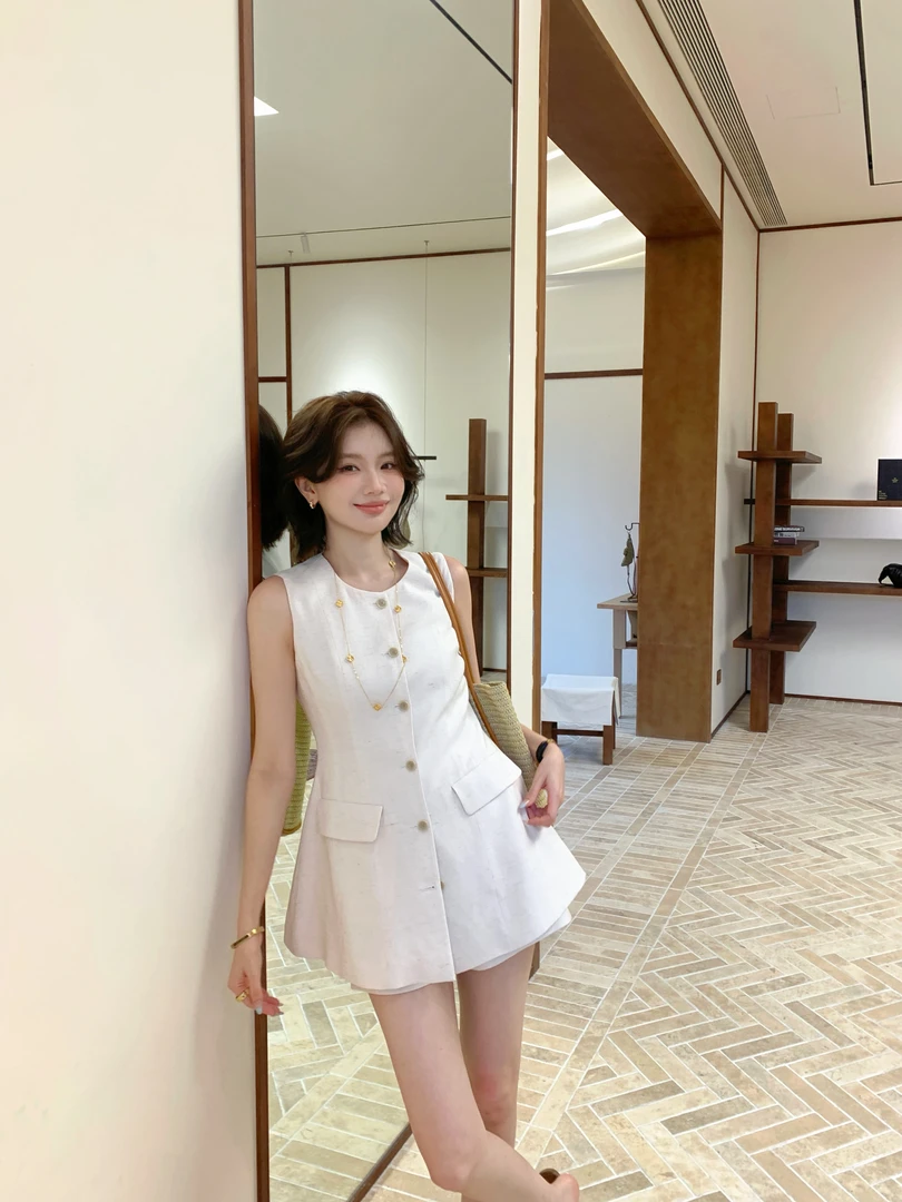 【芝士Cheese】夏日芭蕾 气质百搭复古无袖纯色夏季知性套装