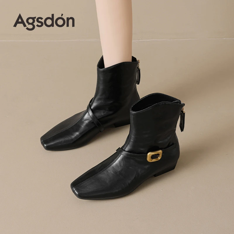 奥古狮登短靴女2025新款秋季切尔西马丁靴女款尖头英伦风瘦瘦靴子