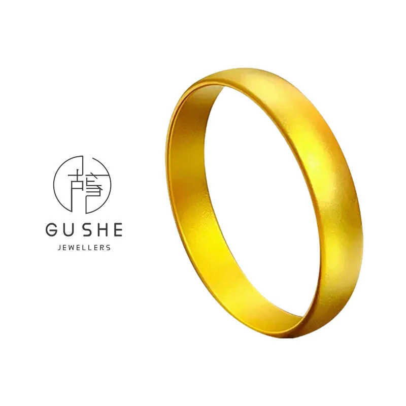 铜合金手镯 新中式古法宽面轮胎素圈手镯时尚百搭实心