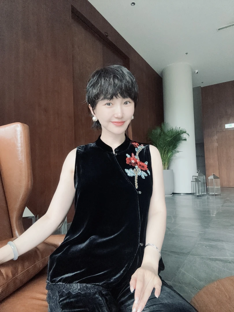 Betty Bairn【匠心/ 碧水澜山】高定系列桑蚕丝短绒上衣25B-BW10766