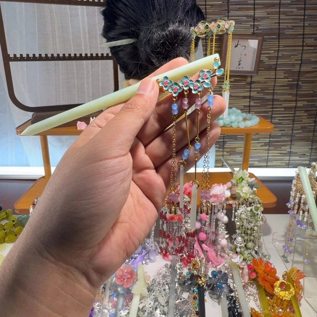 蛇纹石玉合金发饰