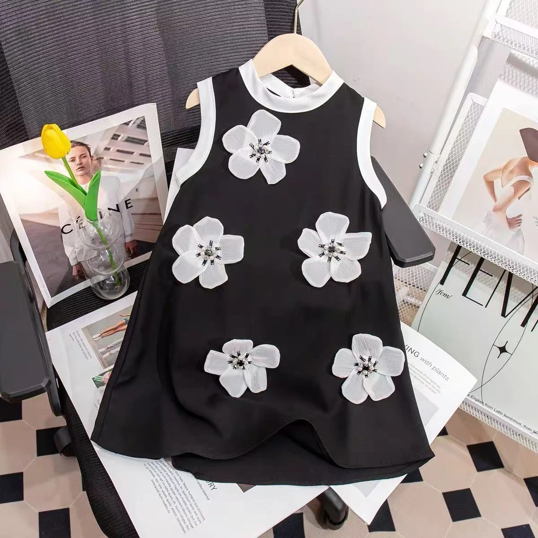 【170】-女童学院风套装夏季2025新款儿童服装卡通两件套140