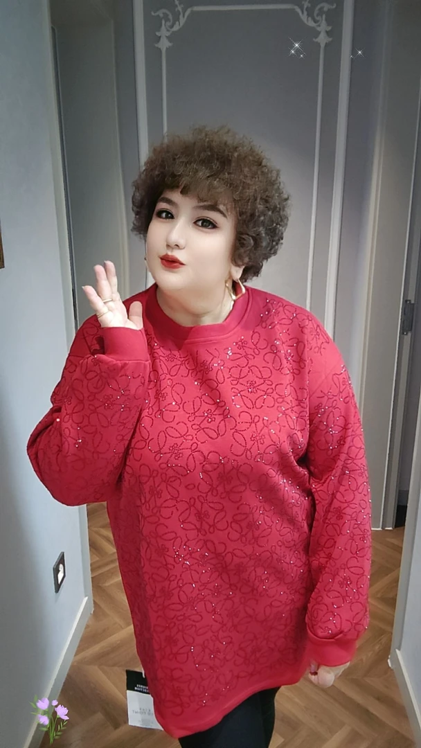 圆领长袖上衣卫衣常规袖中长款网红