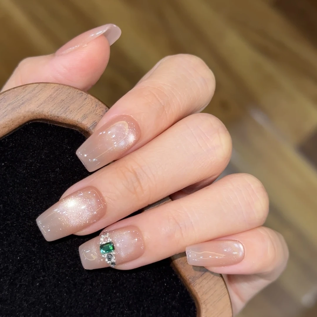 绿翡 全华 纯手工定制穿戴甲美甲成品美甲贴片10片