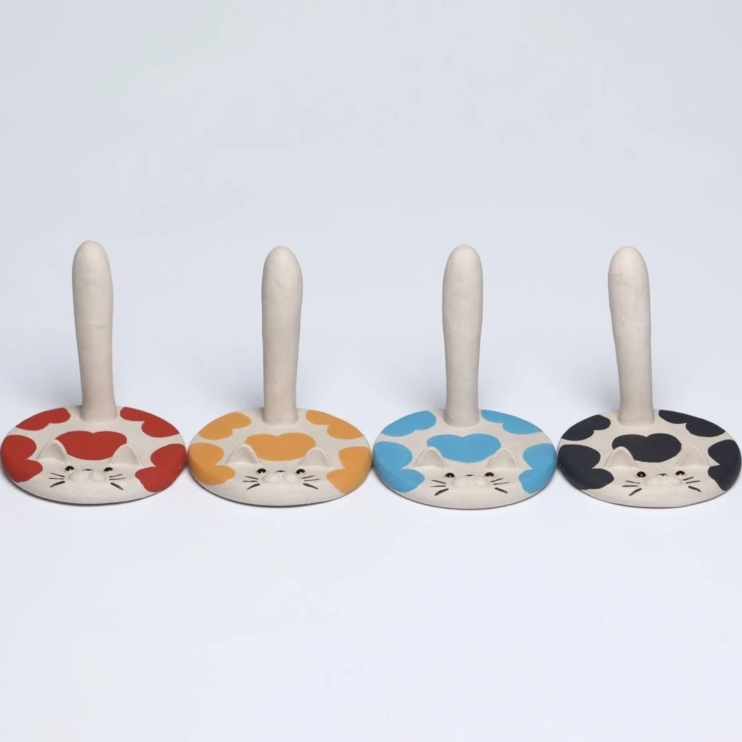 原矿猫咪小雕塑手工仿生器支架紫砂品