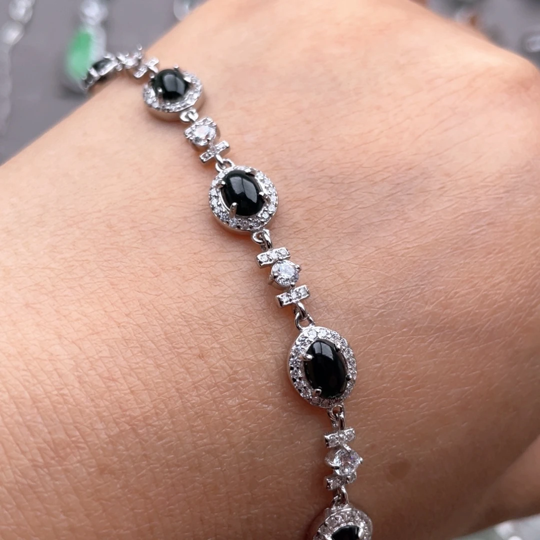 翡翠银S925镶嵌手链