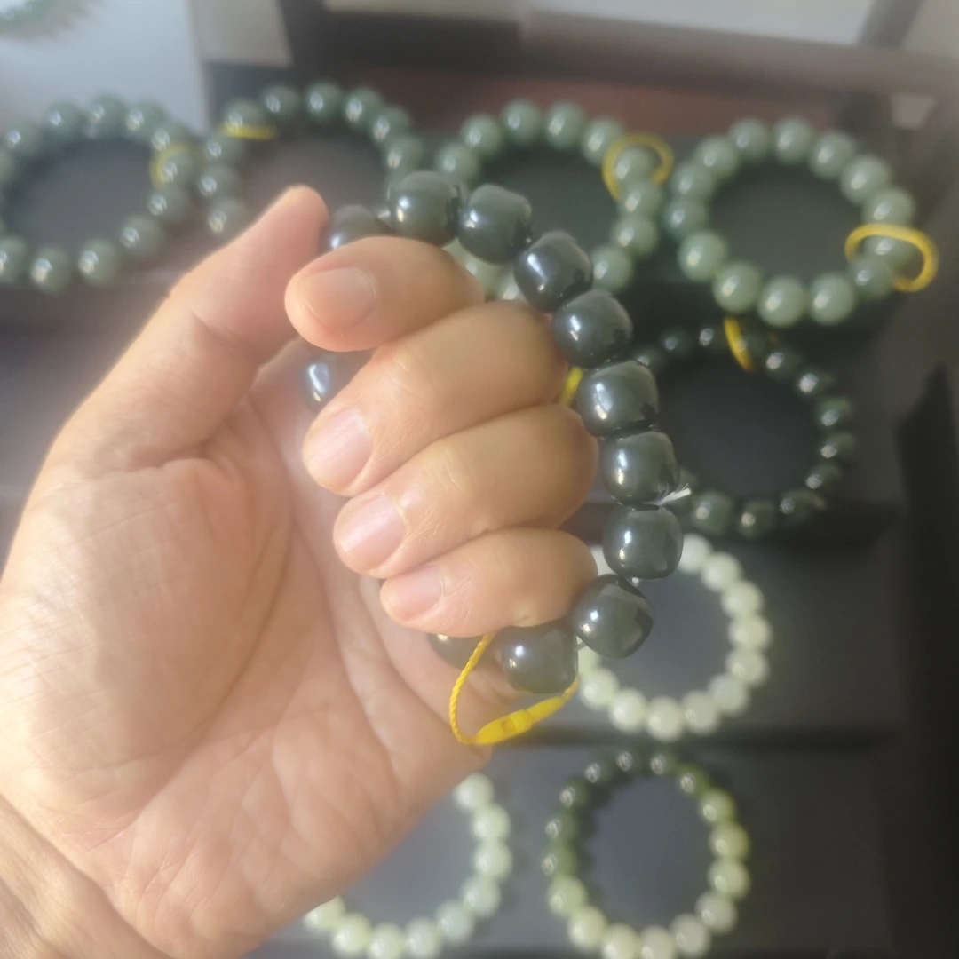 和田玉手串卡14砌珠